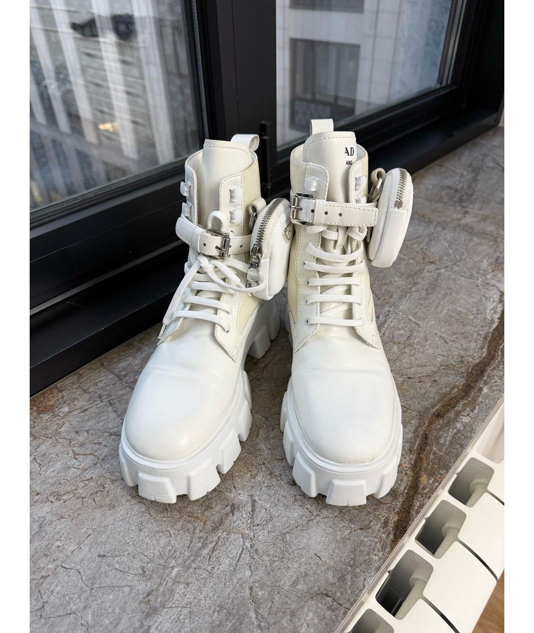 PRADA Белые кожаные ботинки, фото 2