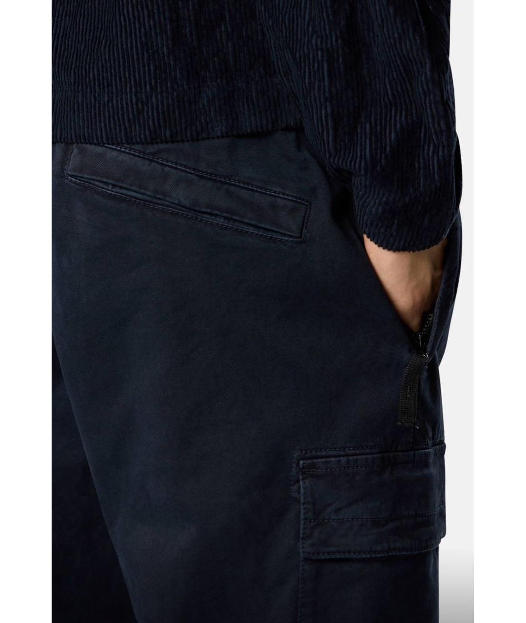STONE ISLAND Темно-синие хлопко-эластановые повседневные брюки, фото 5