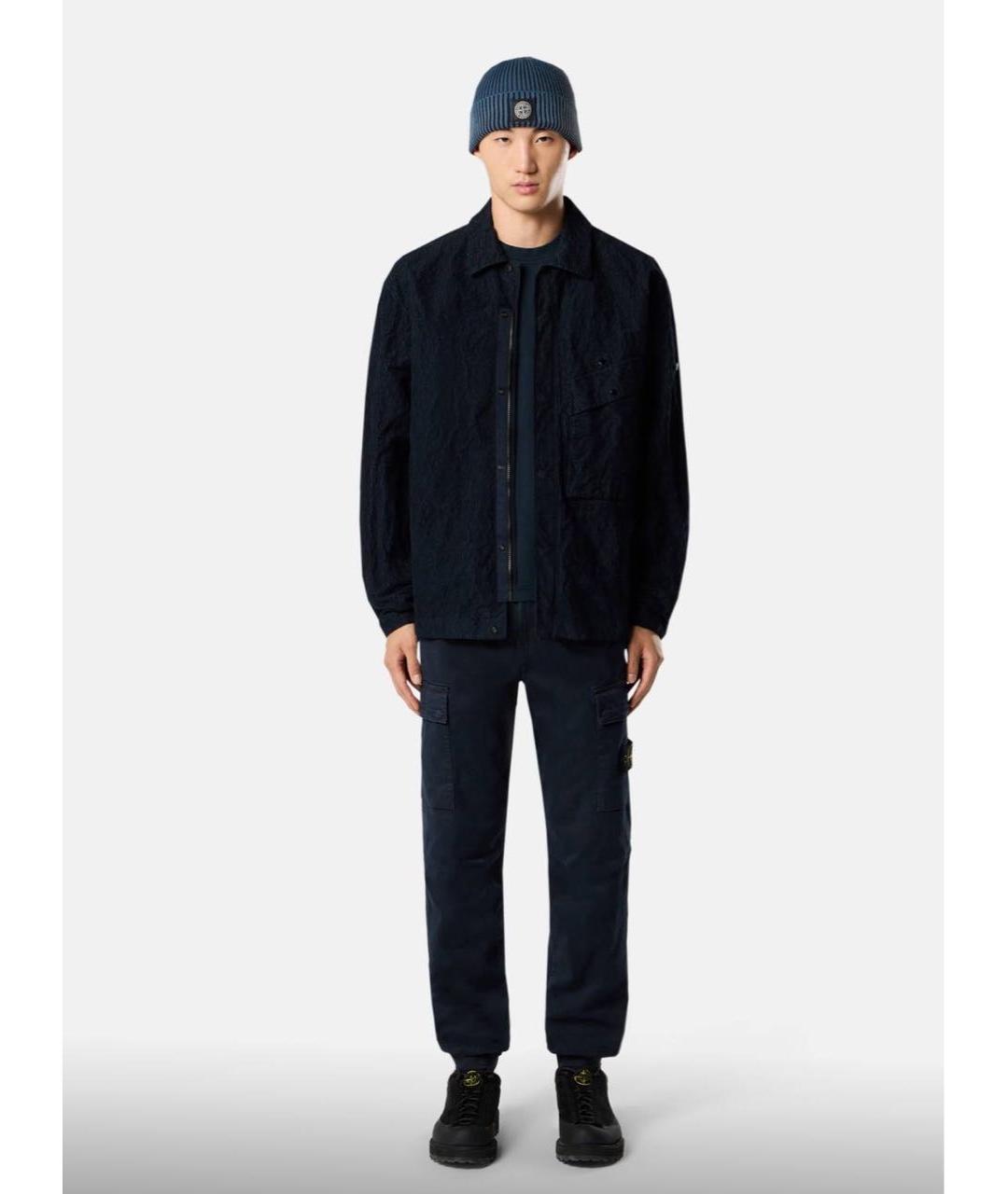 STONE ISLAND Темно-синие хлопко-эластановые повседневные брюки, фото 6