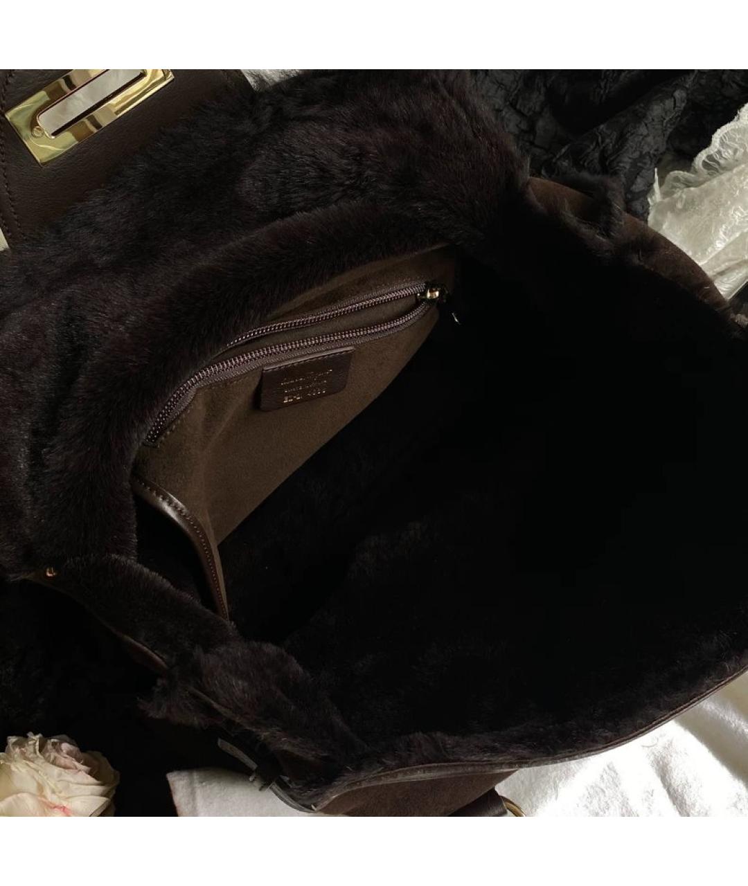 FERRAGAMO Коричневая замшевая сумка с короткими ручками, фото 5