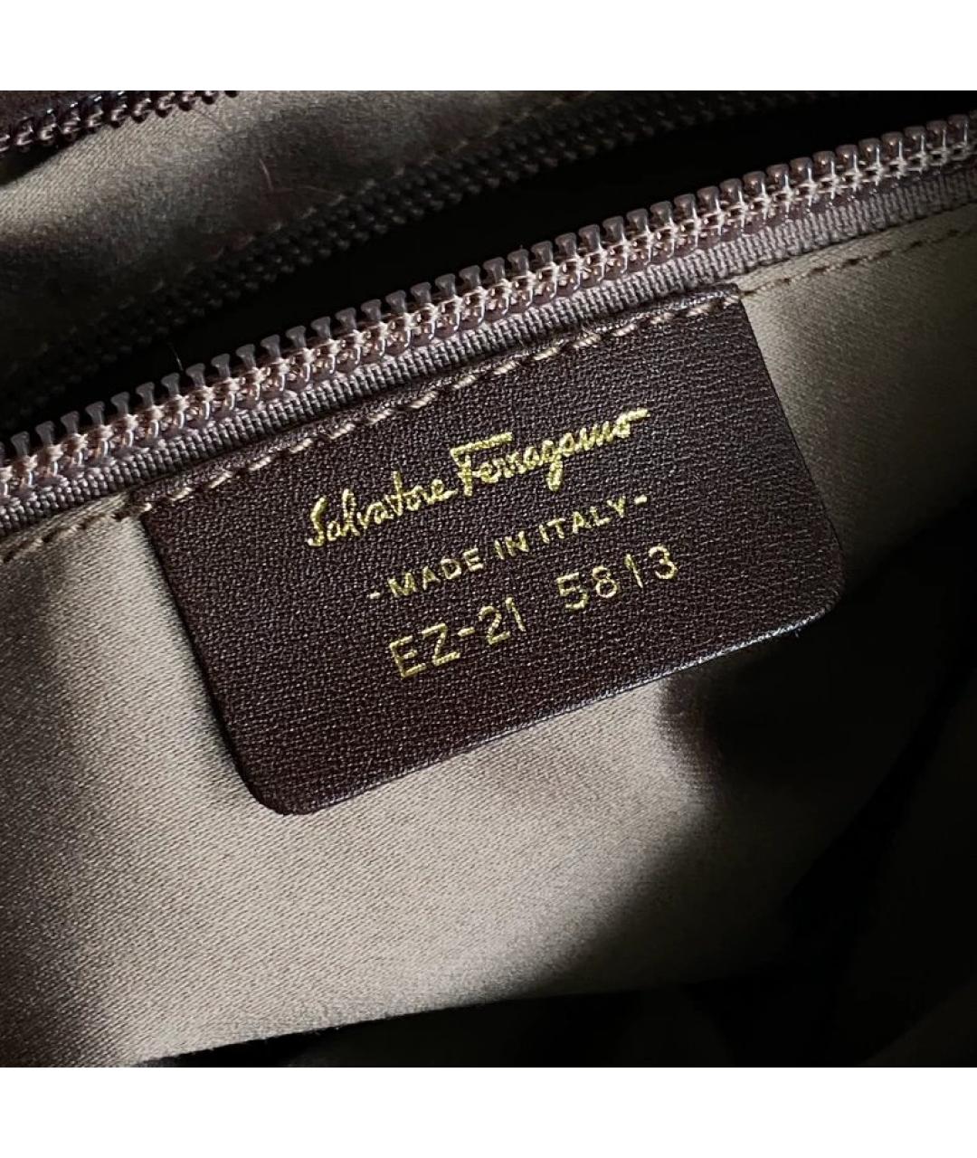 FERRAGAMO Коричневая твидовая сумка с короткими ручками, фото 6