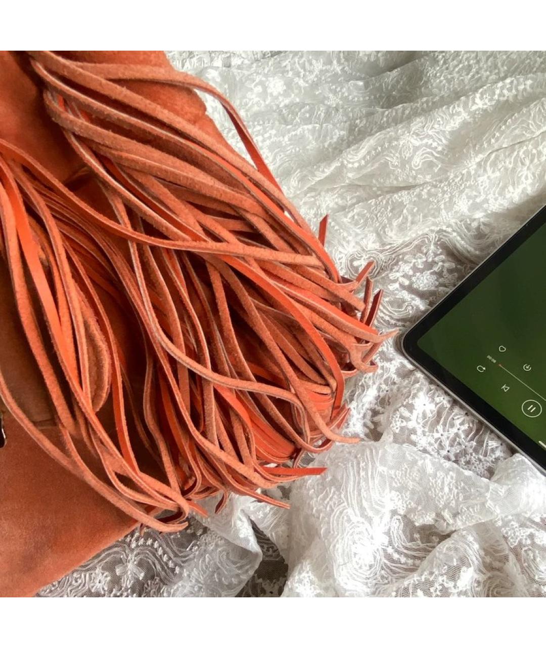 CELINE Оранжевая замшевая сумка через плечо, фото 6