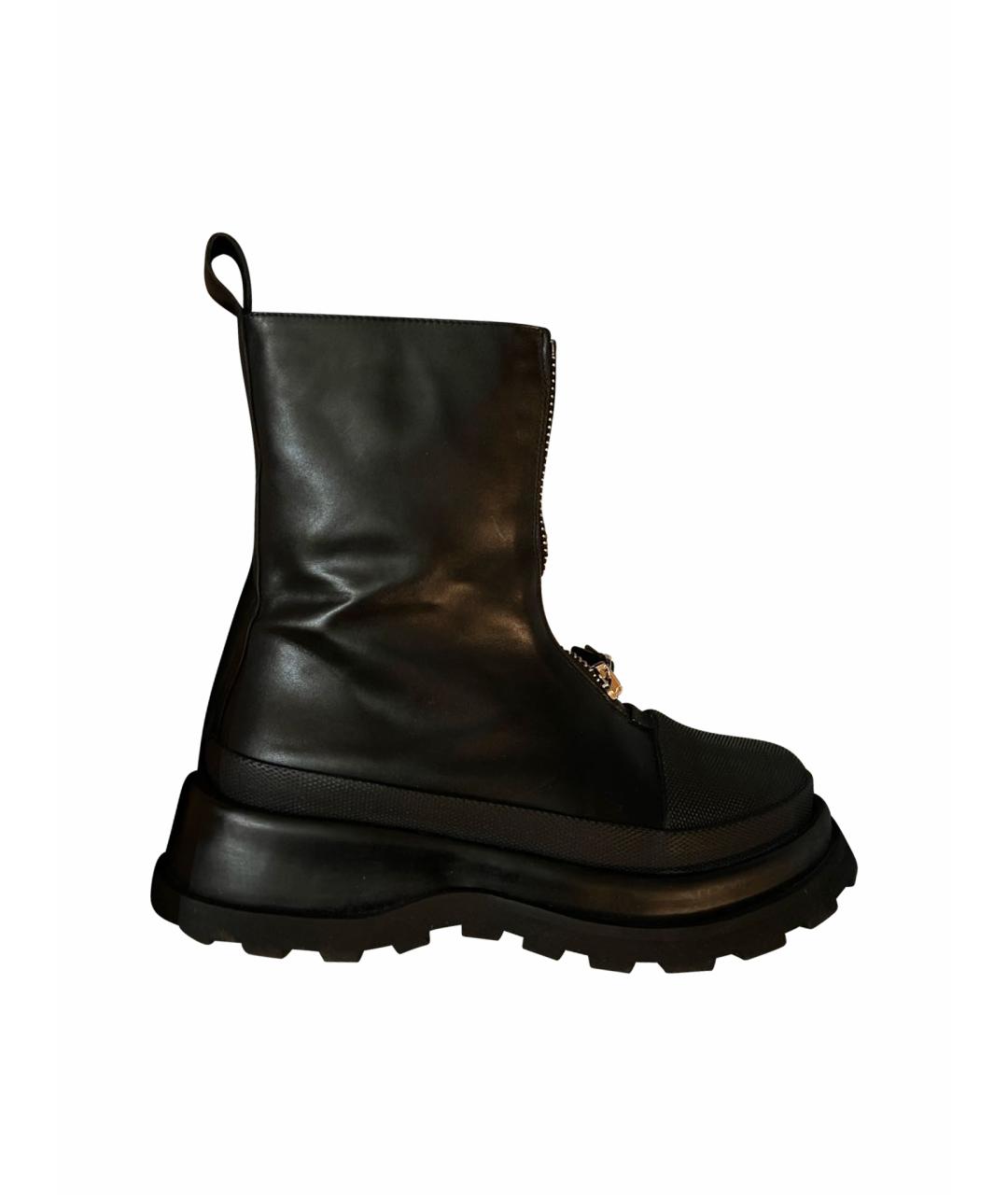 JIL SANDER Черные кожаные ботинки, фото 1