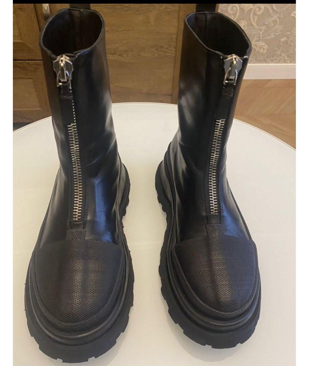 JIL SANDER Черные кожаные ботинки, фото 7