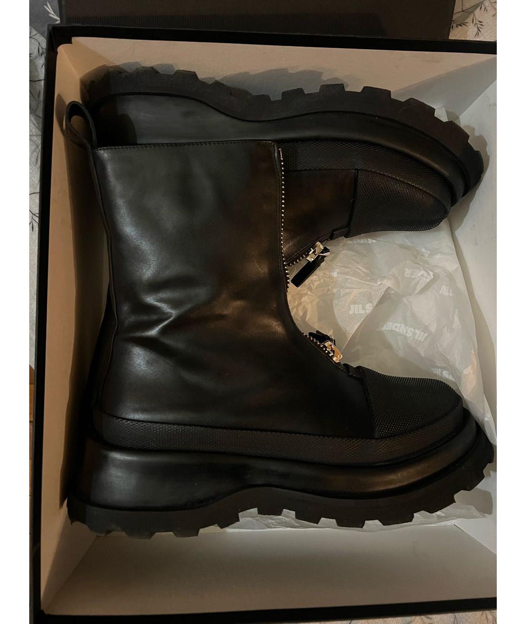 JIL SANDER Черные кожаные ботинки, фото 8