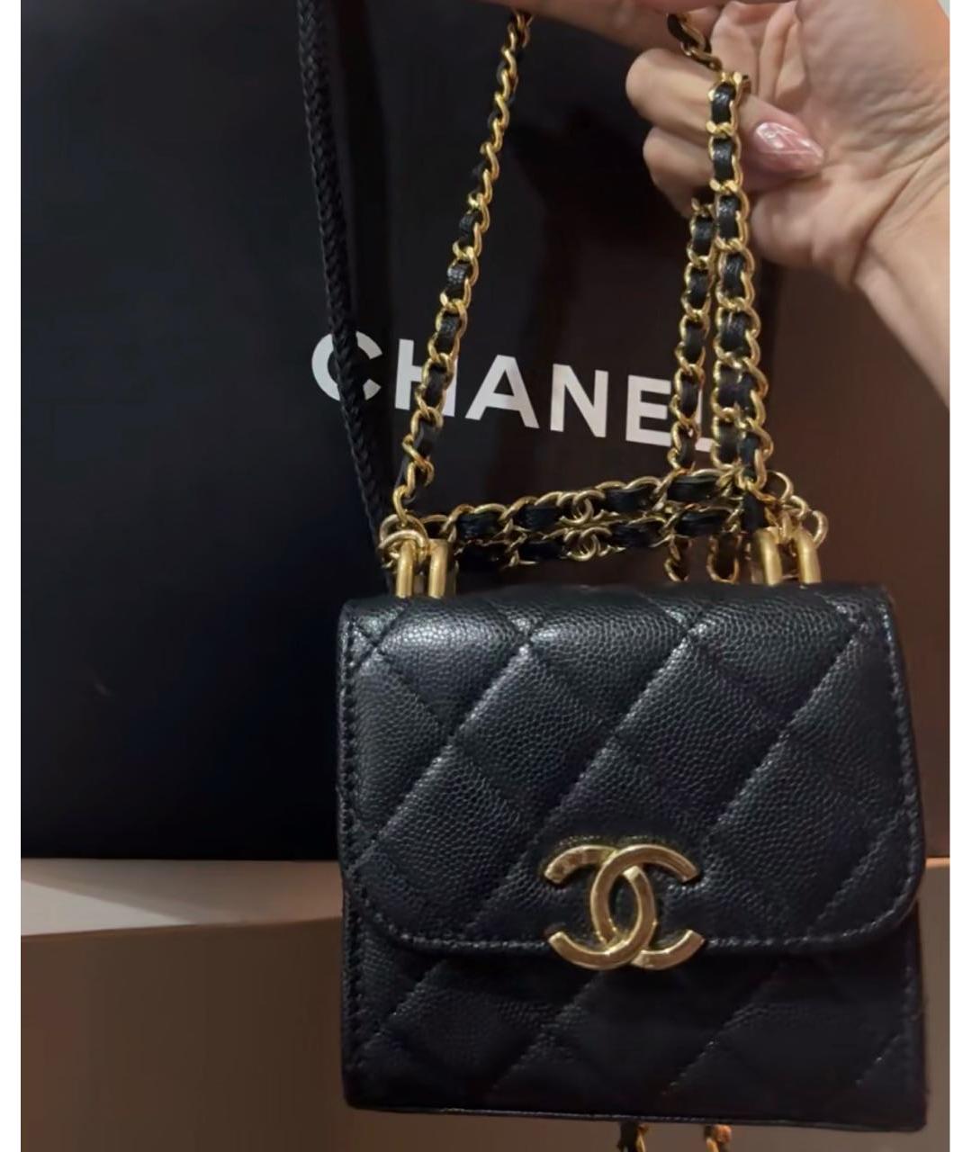 CHANEL Черная кожаная сумка через плечо, фото 6