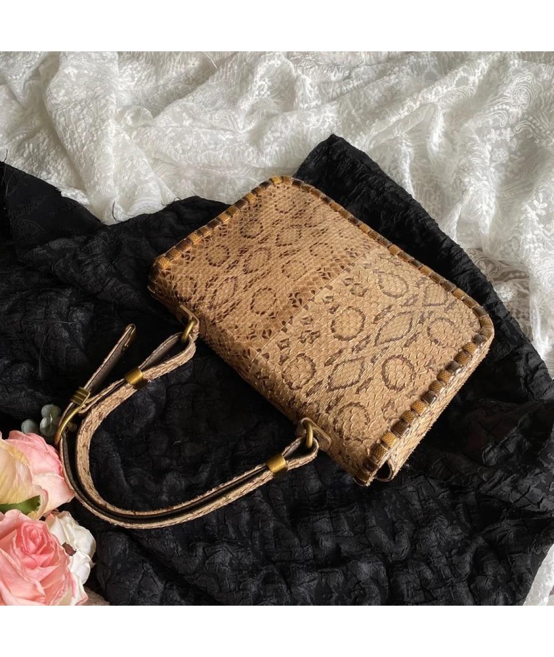 BOTTEGA VENETA Бежевая кожаная сумка с короткими ручками, фото 4