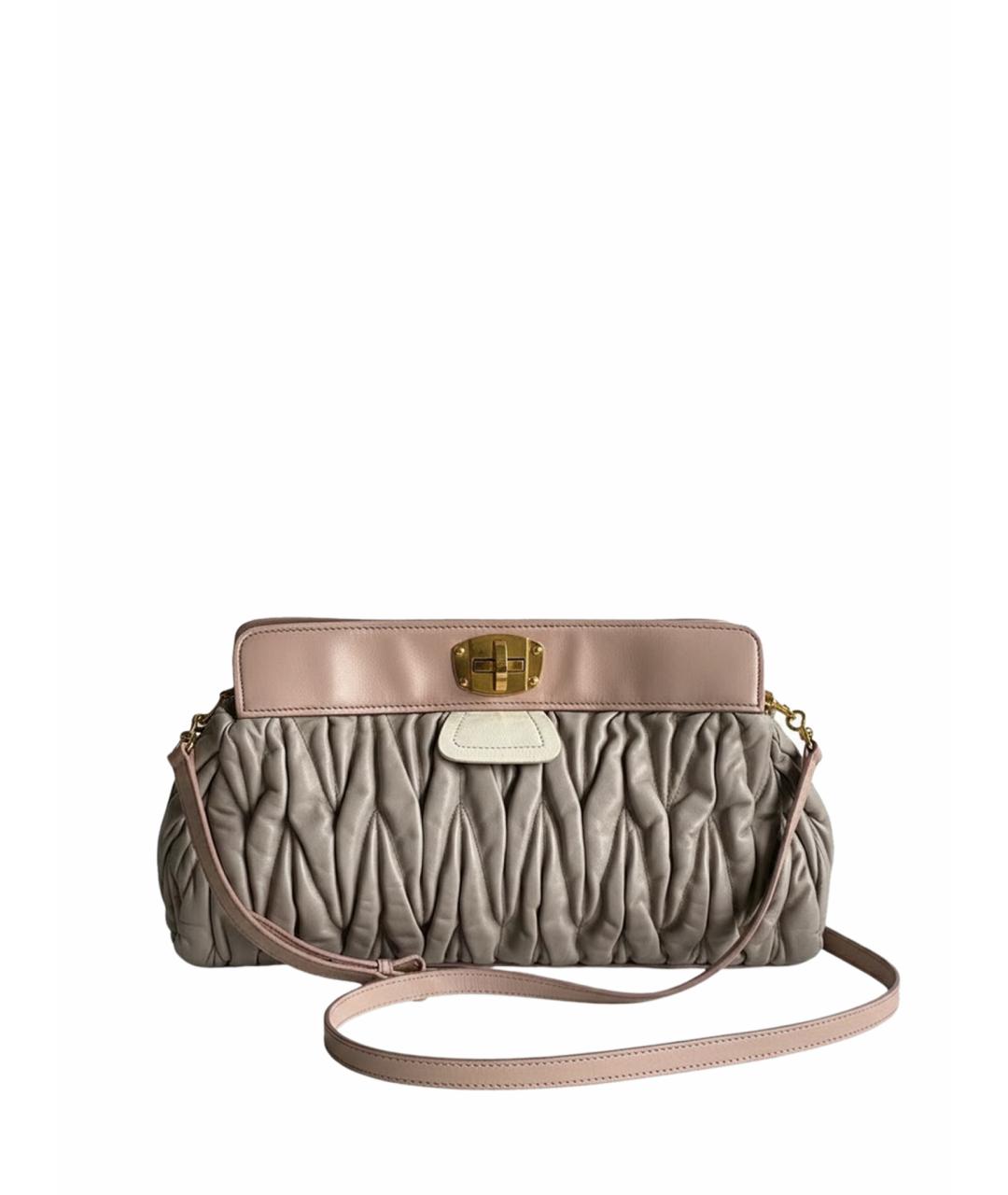 MIU MIU Бежевая кожаная сумка через плечо, фото 1