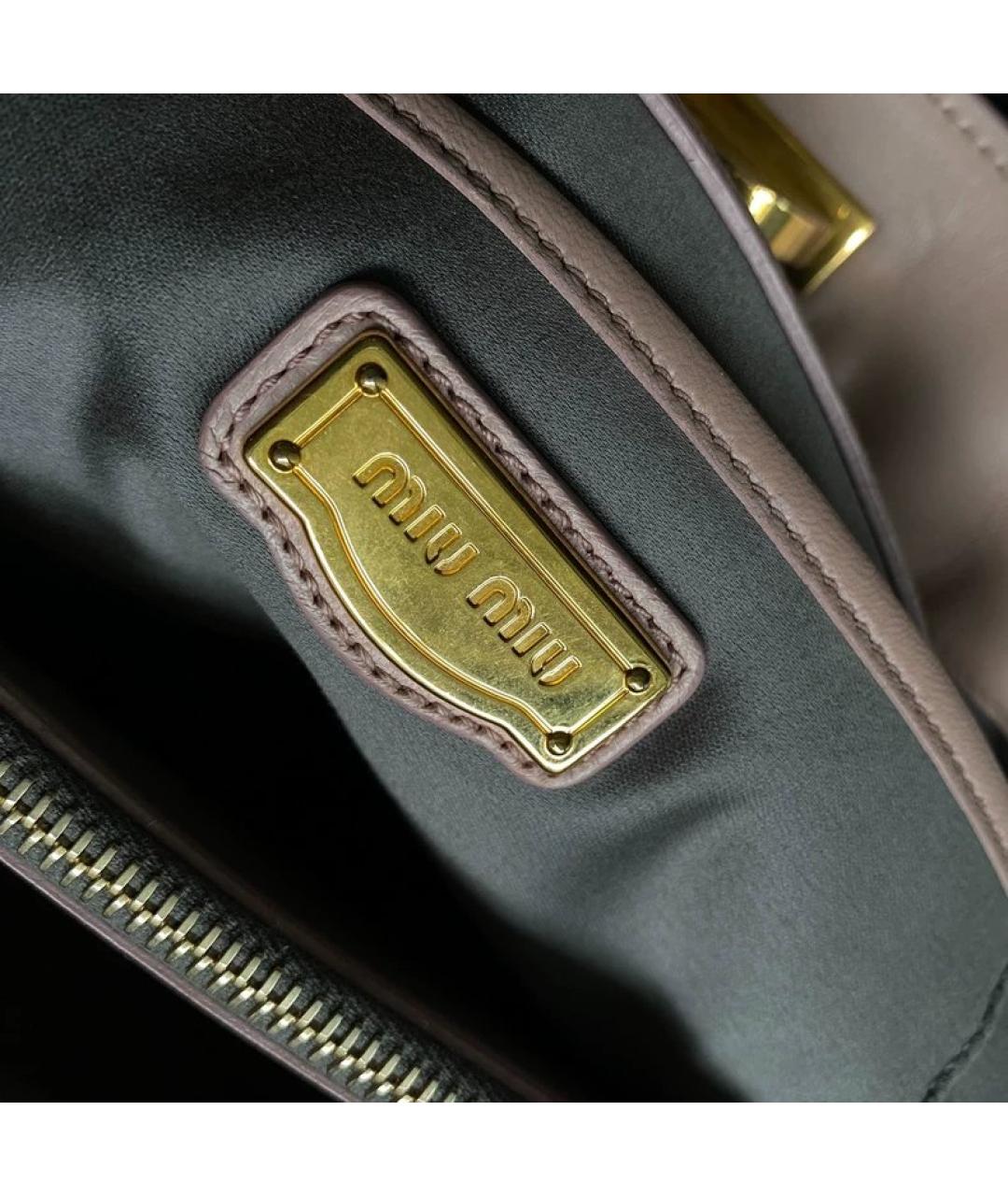 MIU MIU Бежевая кожаная сумка через плечо, фото 5