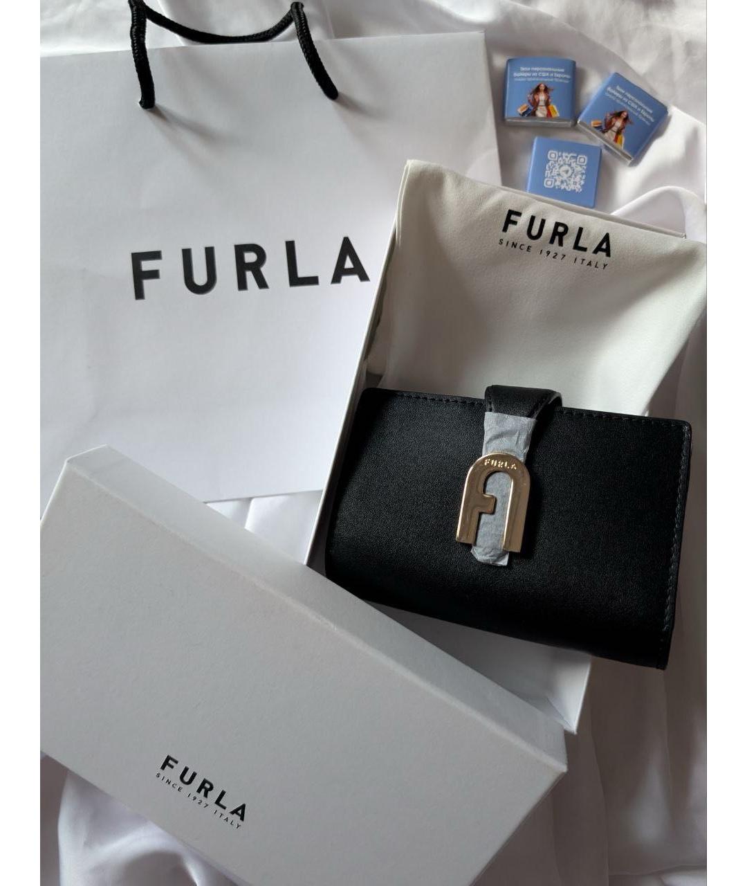 FURLA Черный кожаный кошелек, фото 4