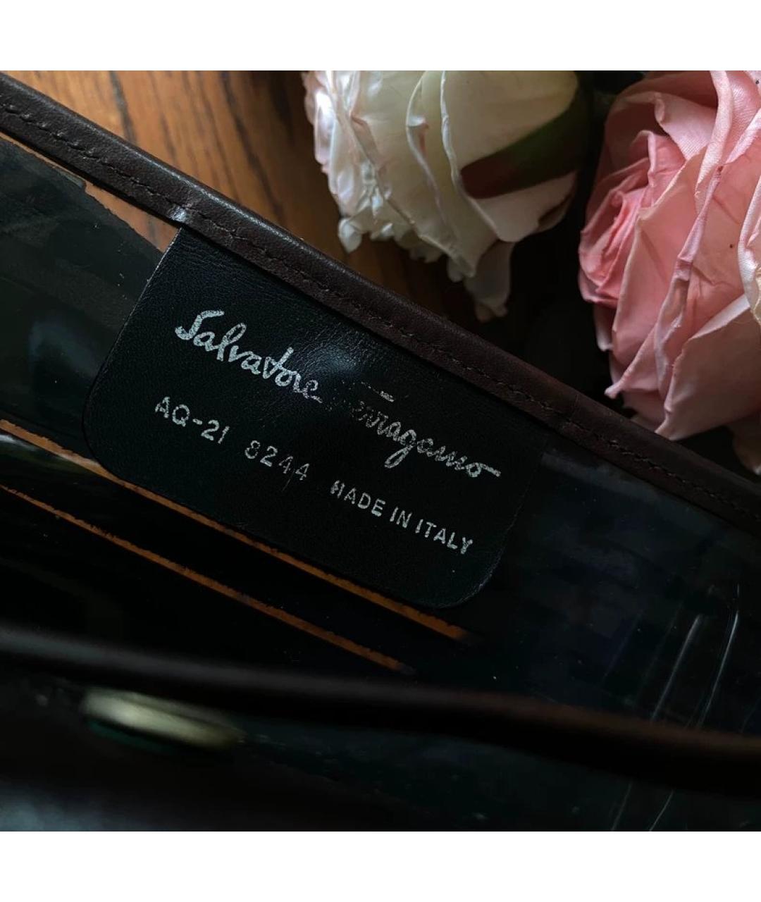 FERRAGAMO Темно-синяя кожаная сумка с короткими ручками, фото 5