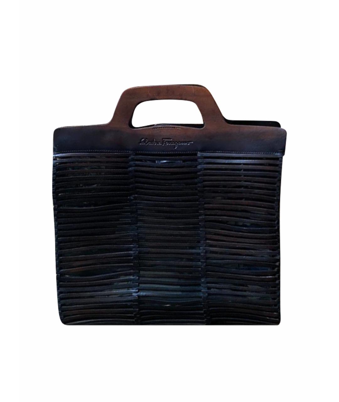 FERRAGAMO Темно-синяя кожаная сумка с короткими ручками, фото 1