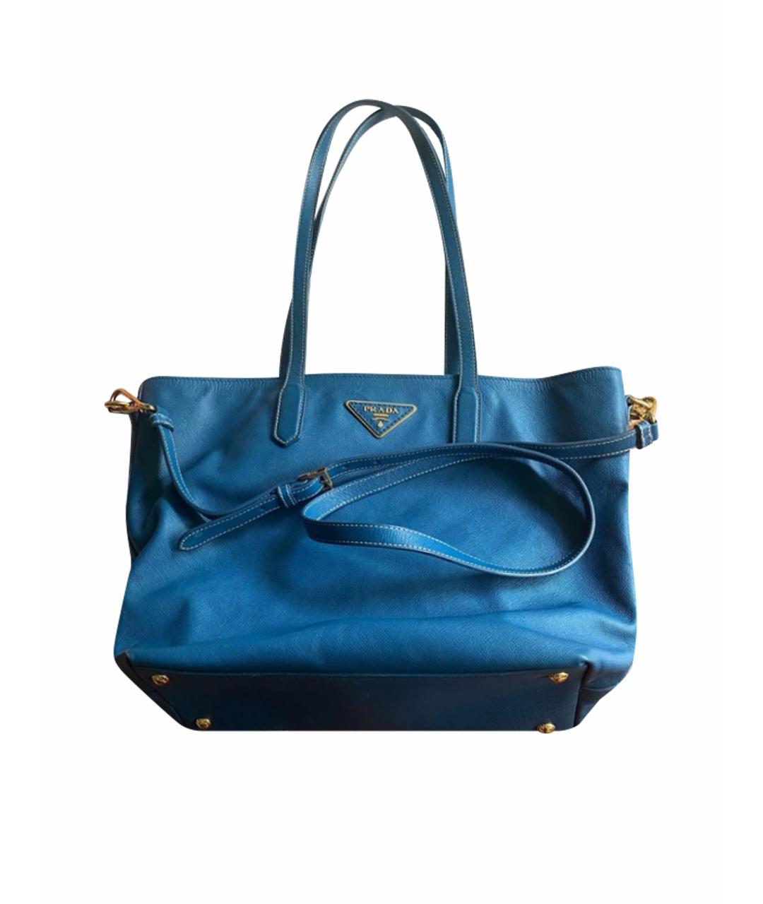PRADA Синяя кожаная сумка тоут, фото 1