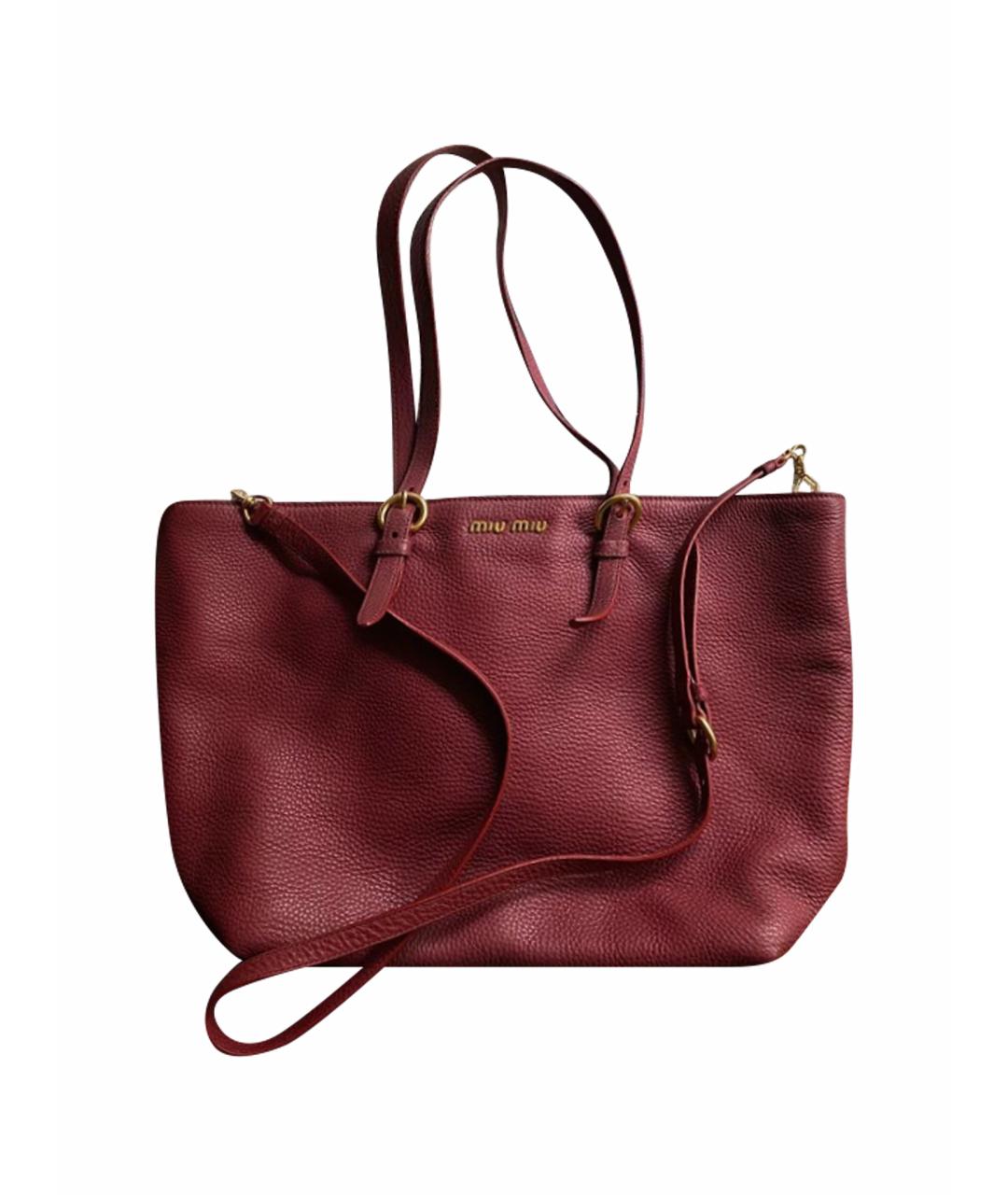 MIU MIU Бордовая кожаная сумка тоут, фото 1