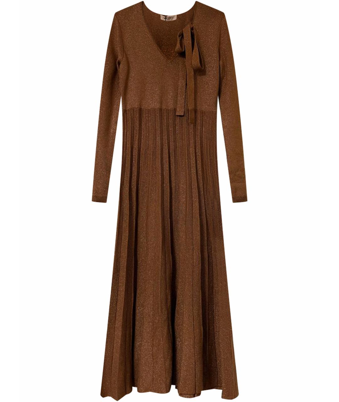 TWIN-SET Коричневое вискозное повседневное платье, фото 1