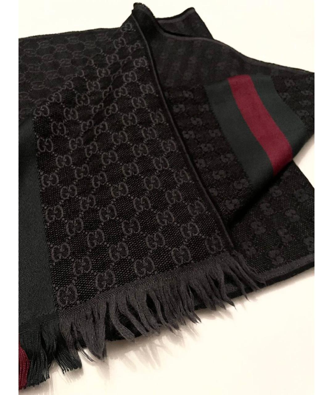 GUCCI Серый шерстяной шарф, фото 3