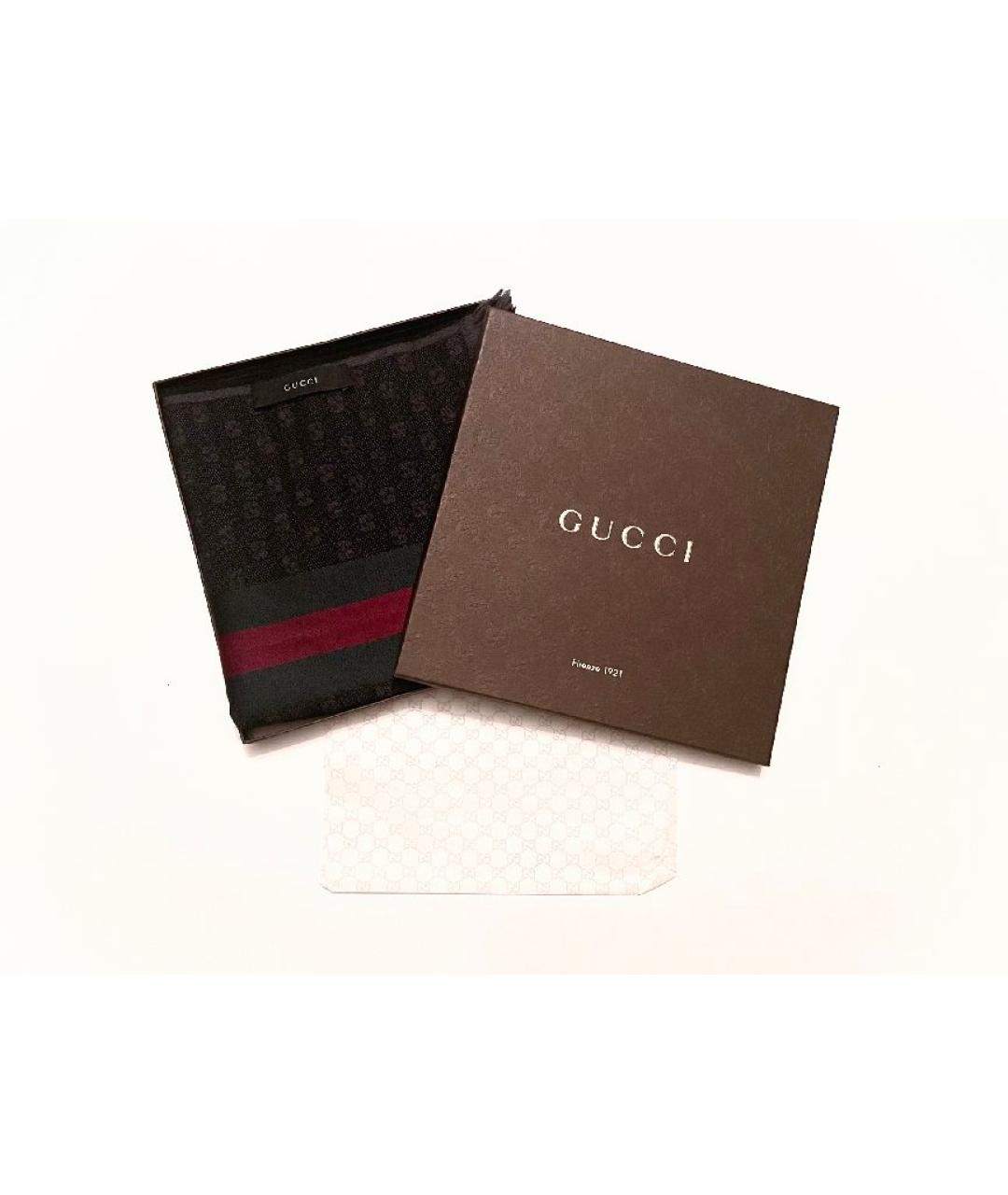 GUCCI Серый шерстяной шарф, фото 6