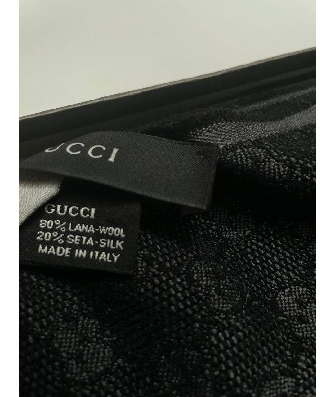 GUCCI Серый шерстяной шарф, фото 5