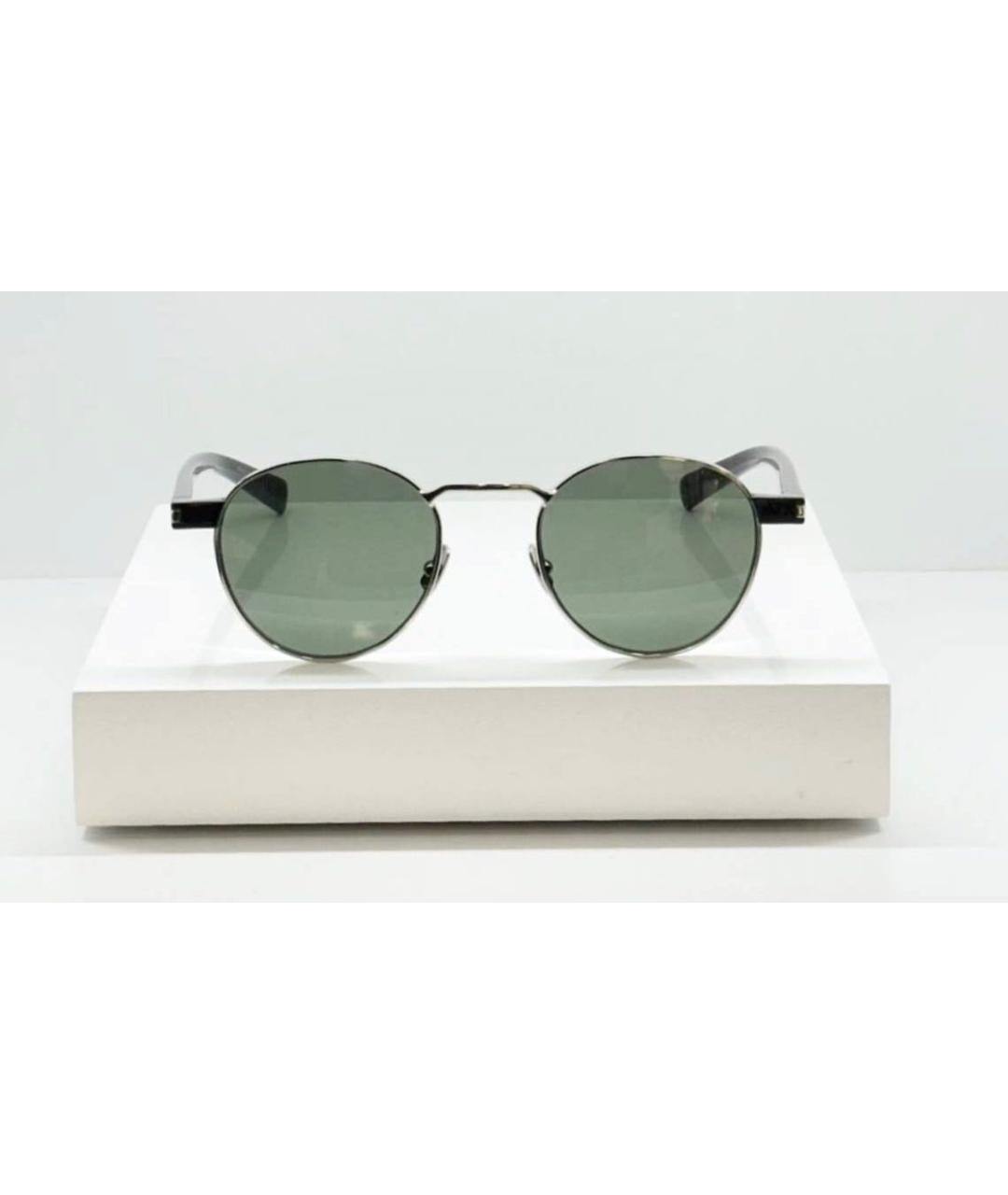 SAINT LAURENT Зеленые металлические солнцезащитные очки, фото 8