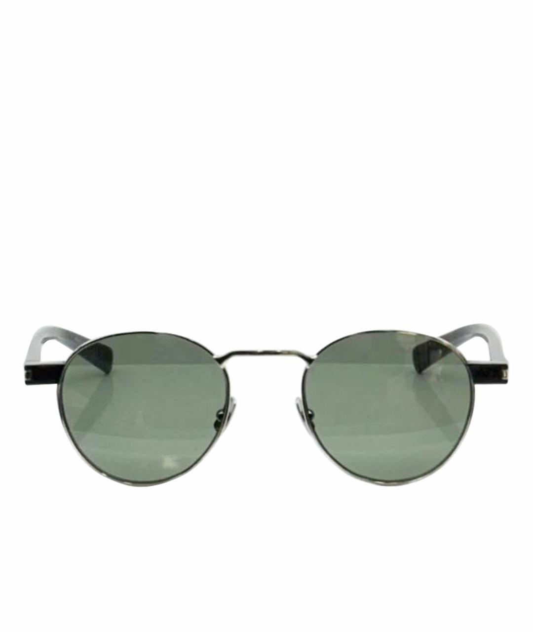 SAINT LAURENT Зеленые металлические солнцезащитные очки, фото 1