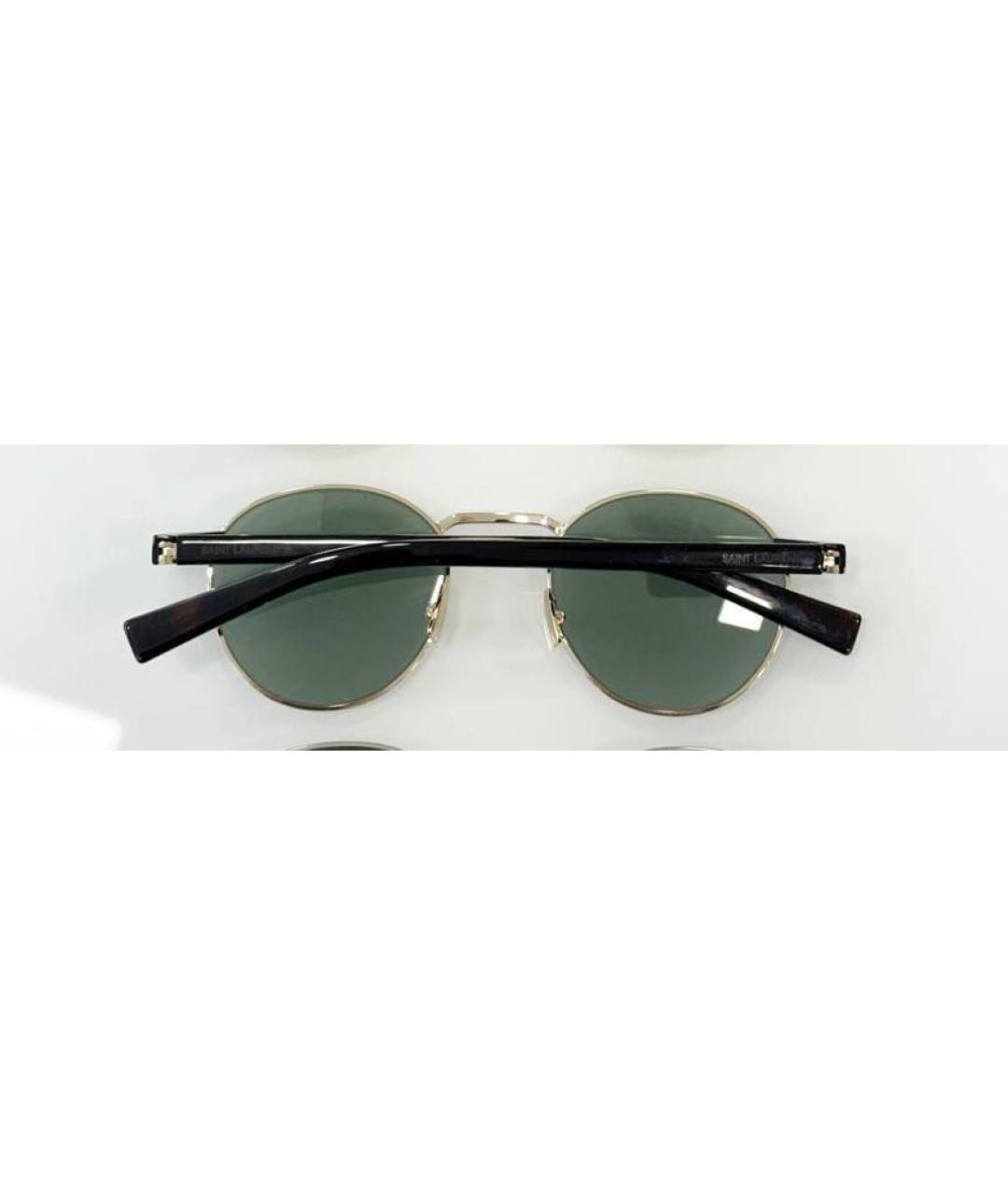 SAINT LAURENT Зеленые металлические солнцезащитные очки, фото 6