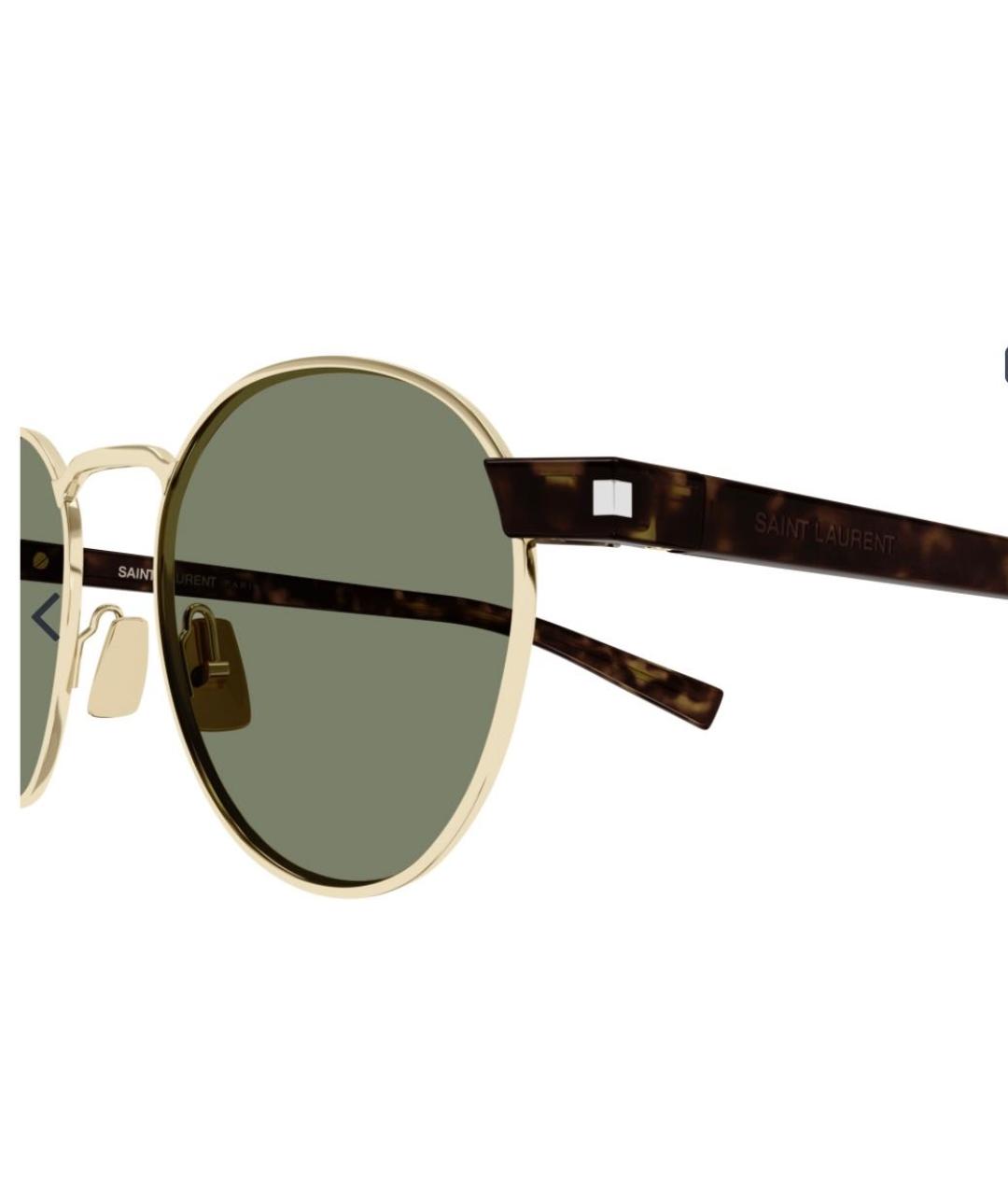 SAINT LAURENT Зеленые металлические солнцезащитные очки, фото 3