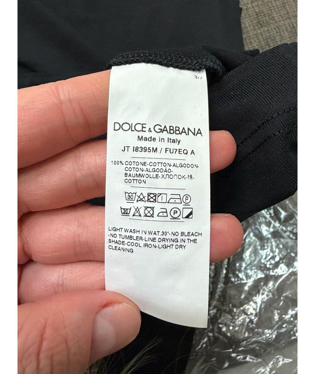 DOLCE&GABBANA Черная хлопковая футболка, фото 4