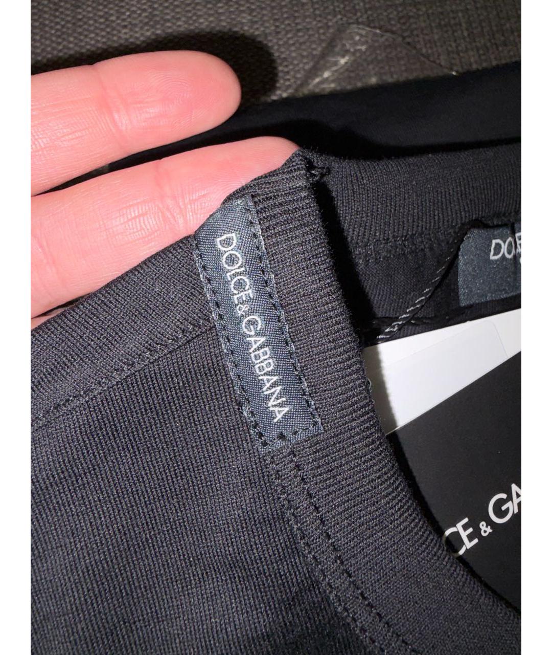 DOLCE&GABBANA Черная хлопковая футболка, фото 5