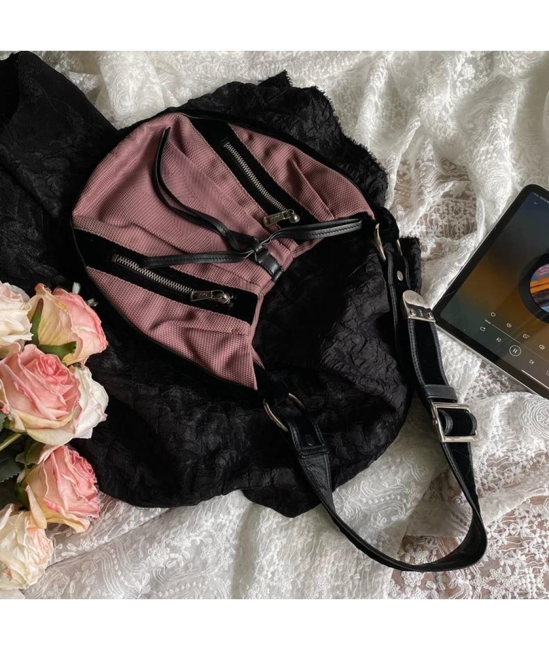 SAINT LAURENT Розовая тканевая сумка через плечо, фото 9