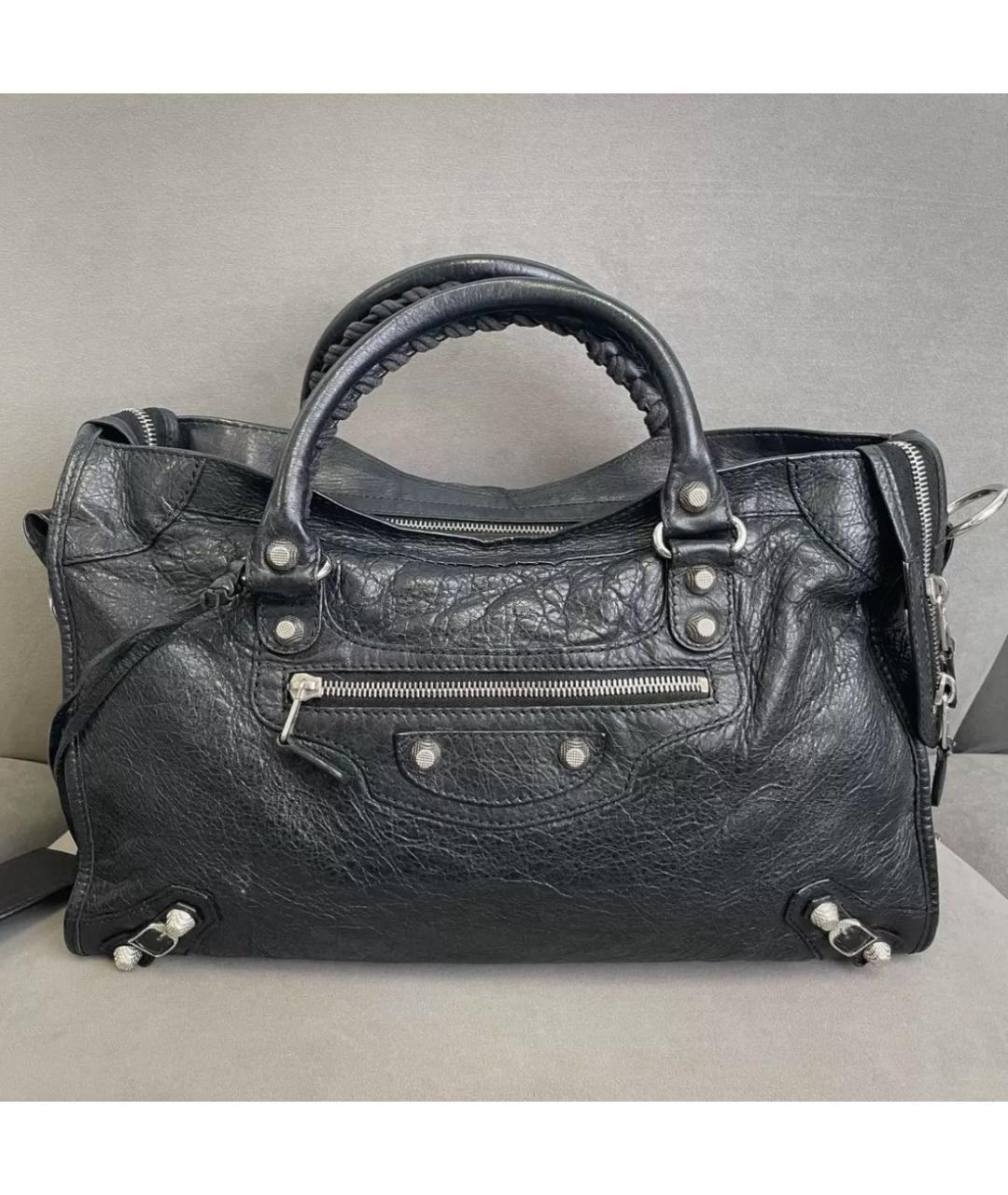 BALENCIAGA Черная кожаная сумка тоут, фото 4