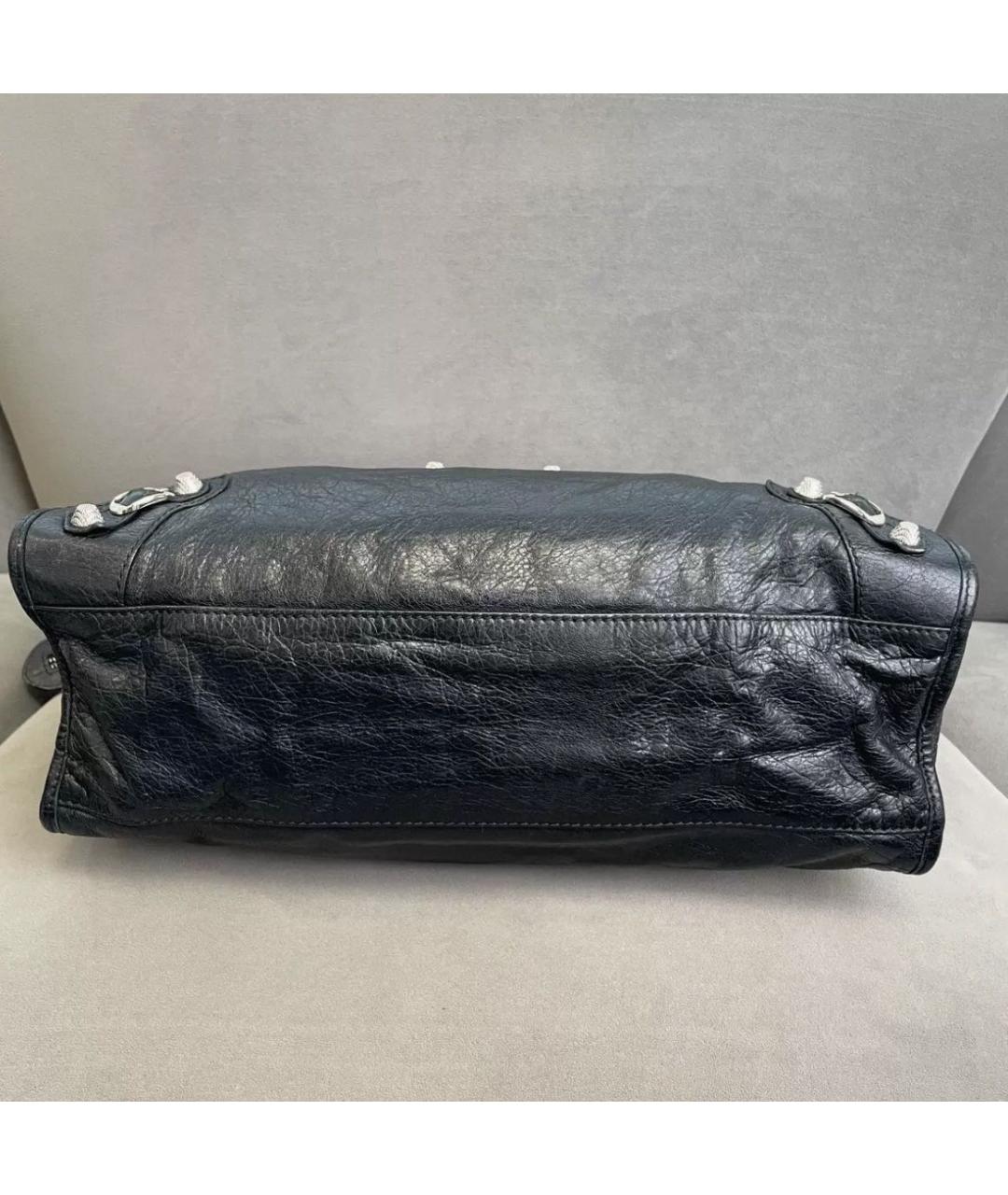 BALENCIAGA Черная кожаная сумка тоут, фото 7