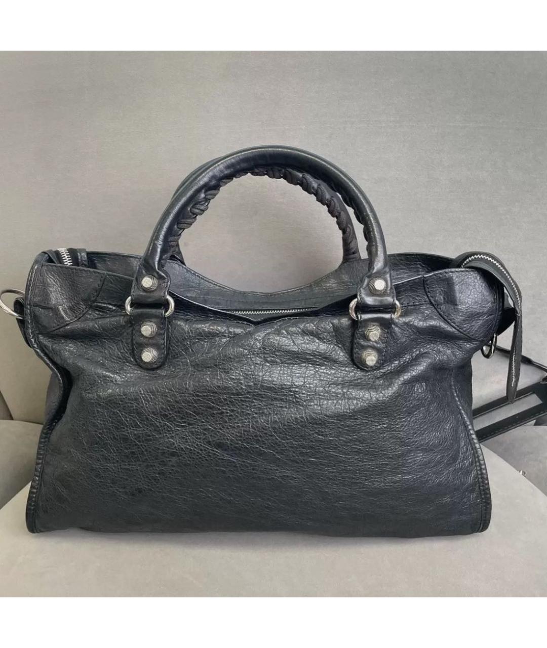 BALENCIAGA Черная кожаная сумка тоут, фото 3