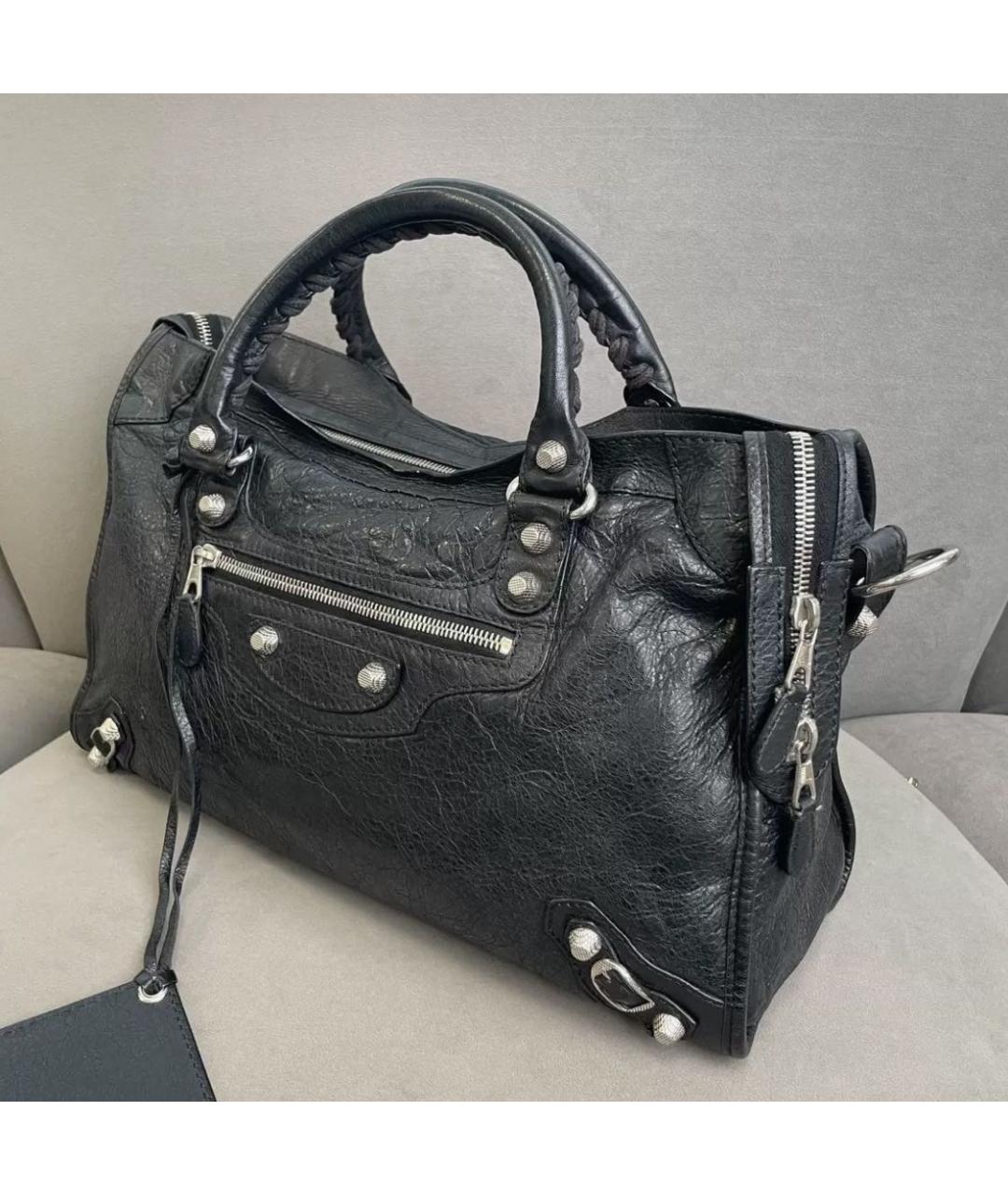 BALENCIAGA Черная кожаная сумка тоут, фото 6