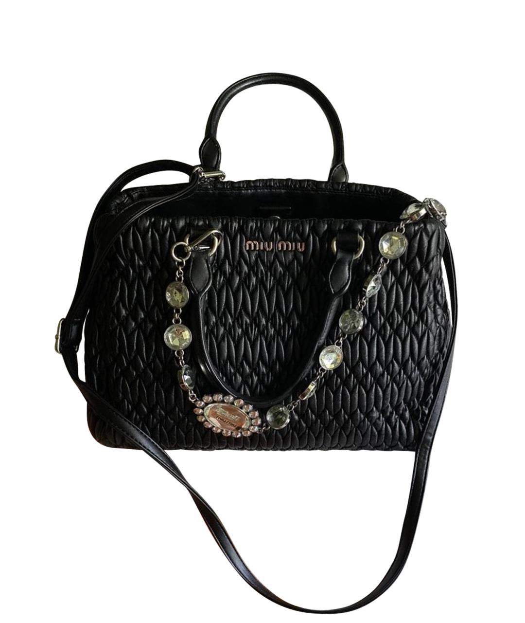 MIU MIU Черная кожаная сумка с короткими ручками, фото 1