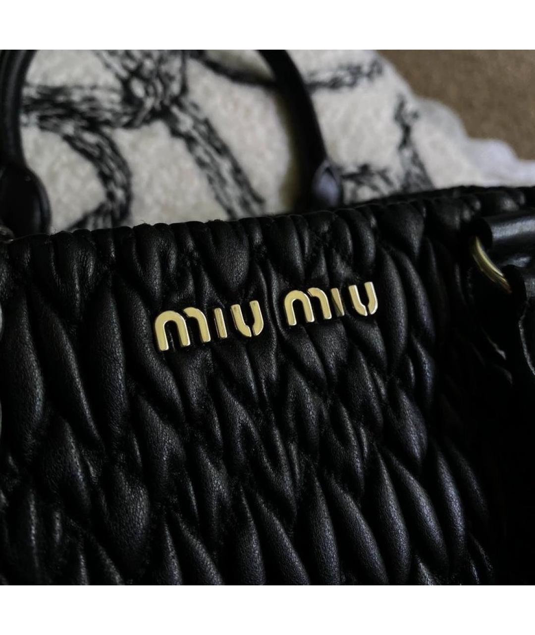 MIU MIU Черная кожаная сумка с короткими ручками, фото 2