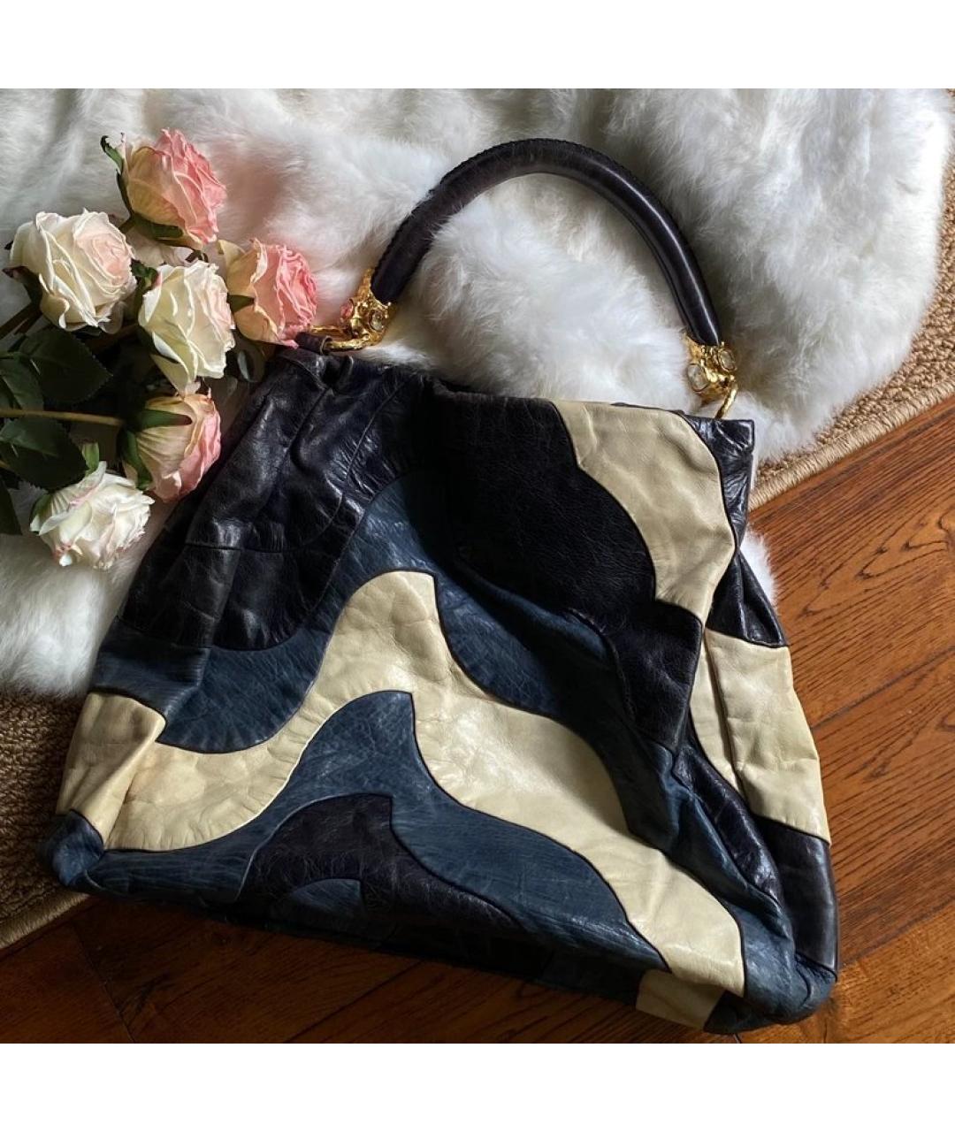 MIU MIU Темно-синяя кожаная сумка с короткими ручками, фото 7