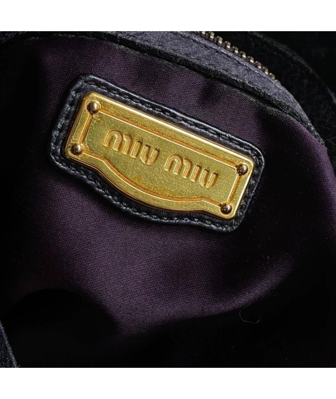 MIU MIU Темно-синяя кожаная сумка с короткими ручками, фото 5