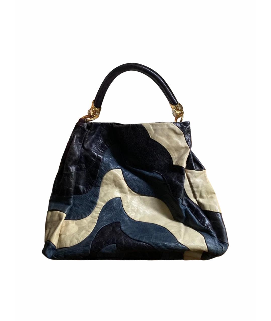 MIU MIU Темно-синяя кожаная сумка с короткими ручками, фото 1