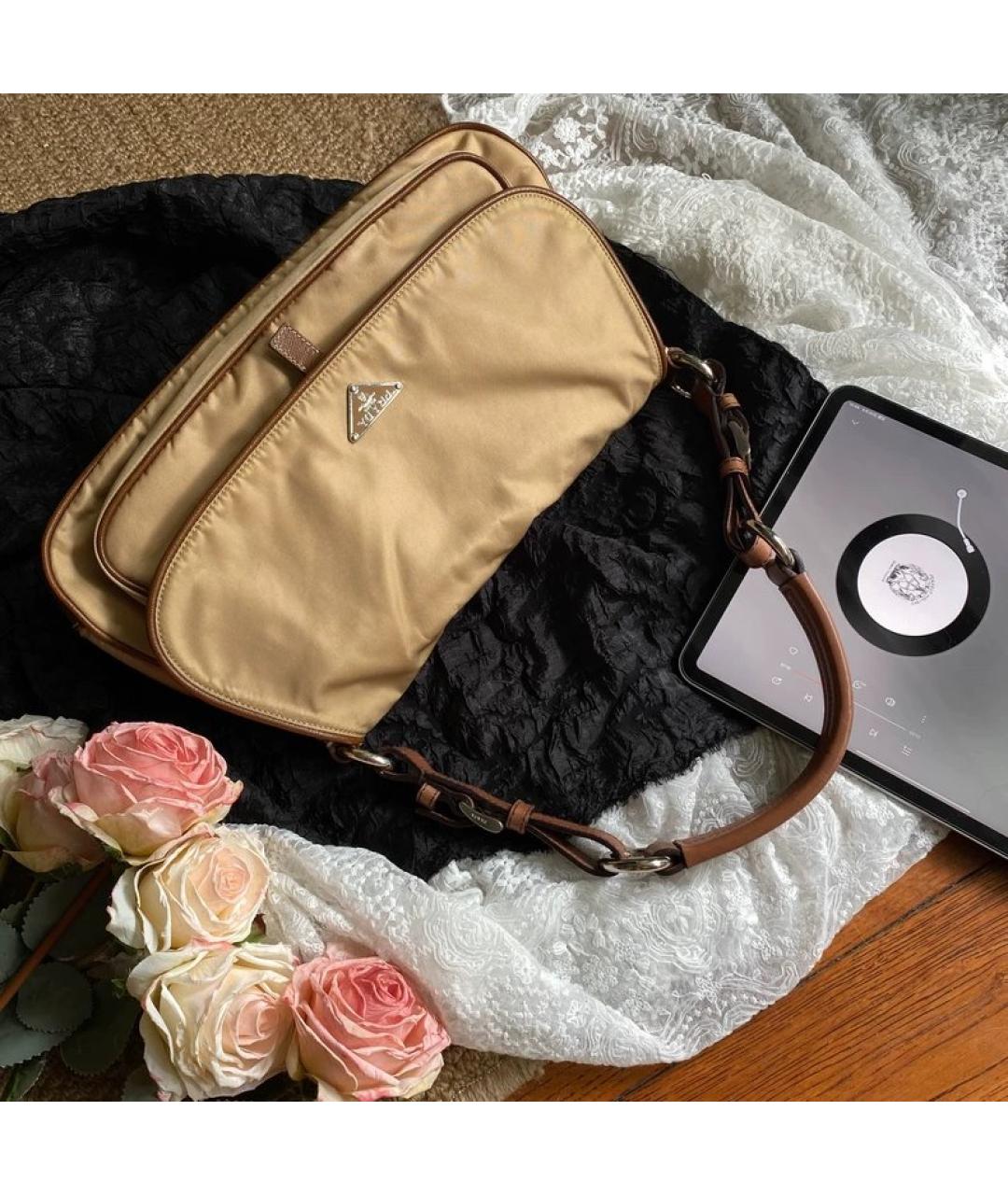 PRADA Бежевая тканевая сумка с короткими ручками, фото 10