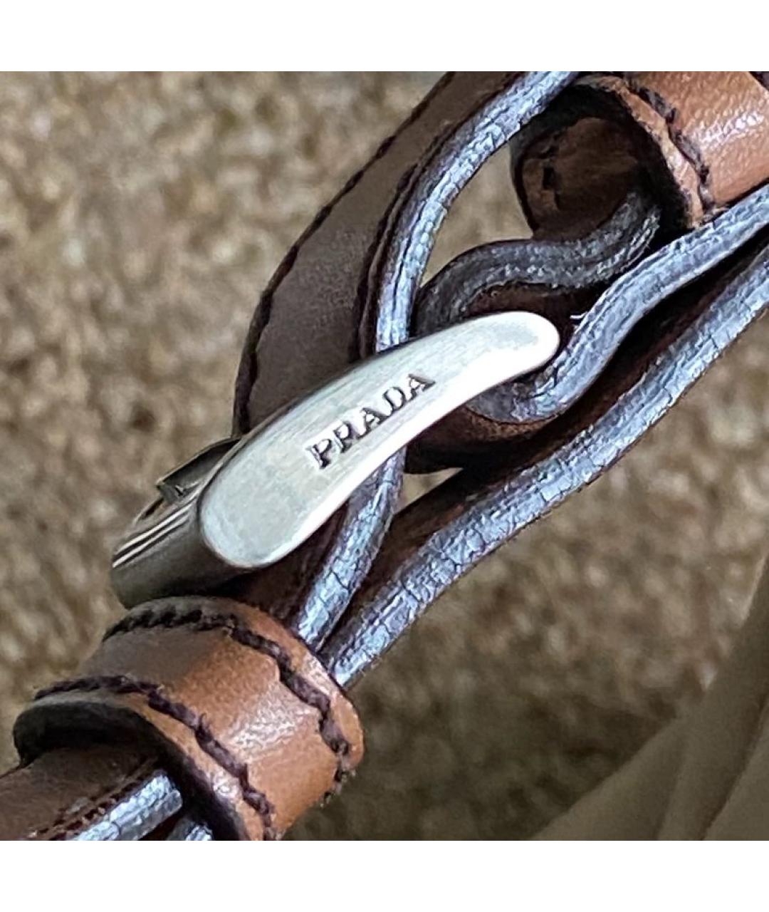 PRADA Бежевая тканевая сумка с короткими ручками, фото 8