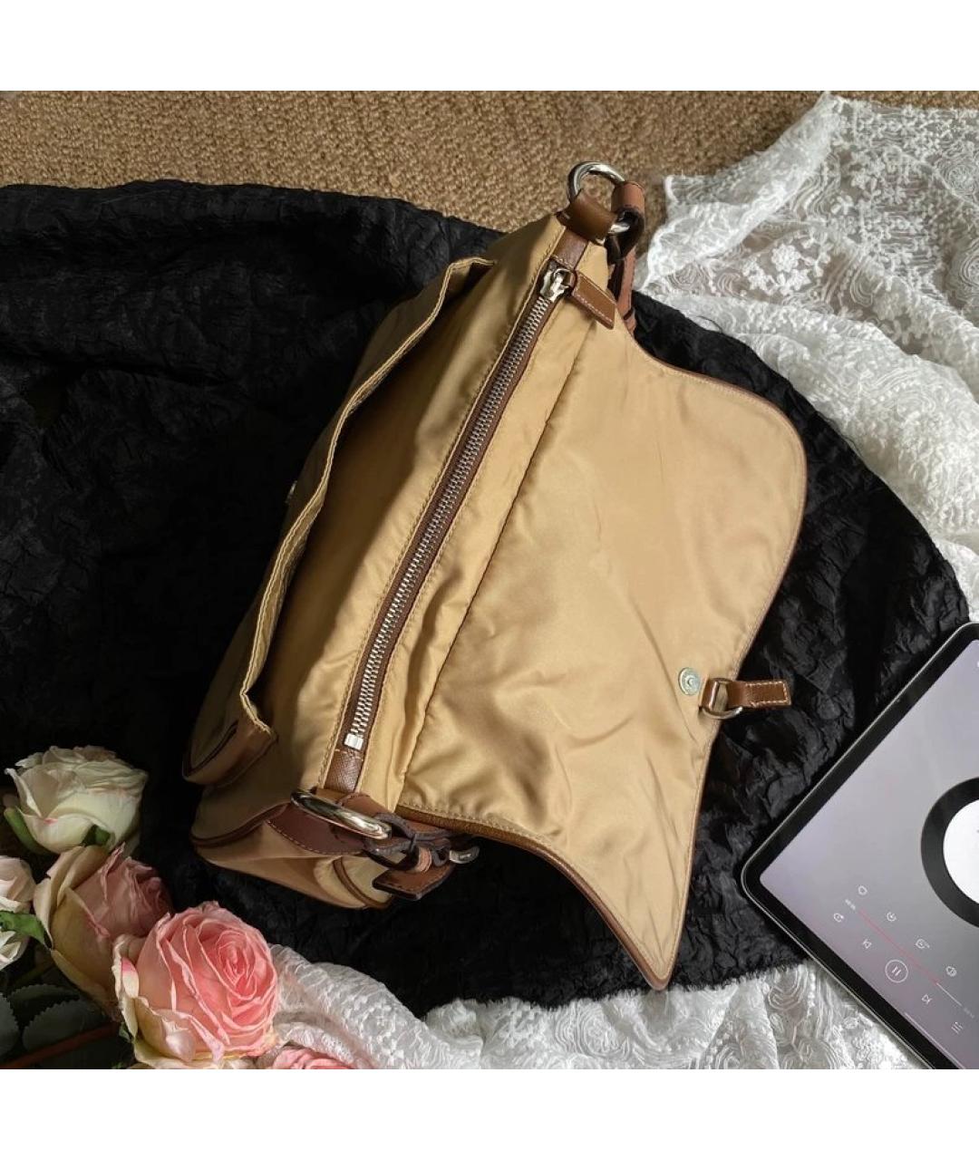 PRADA Бежевая тканевая сумка с короткими ручками, фото 5