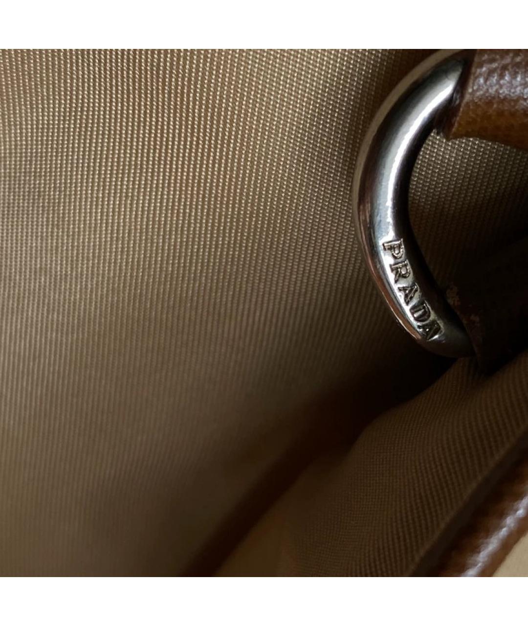 PRADA Бежевая тканевая сумка с короткими ручками, фото 4