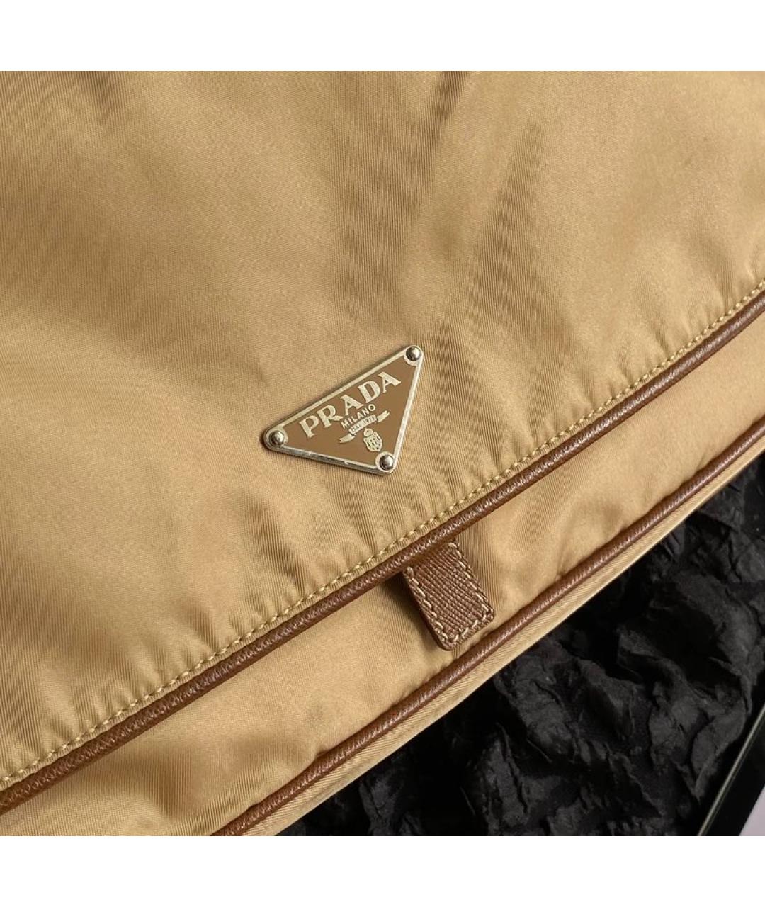 PRADA Бежевая тканевая сумка с короткими ручками, фото 3