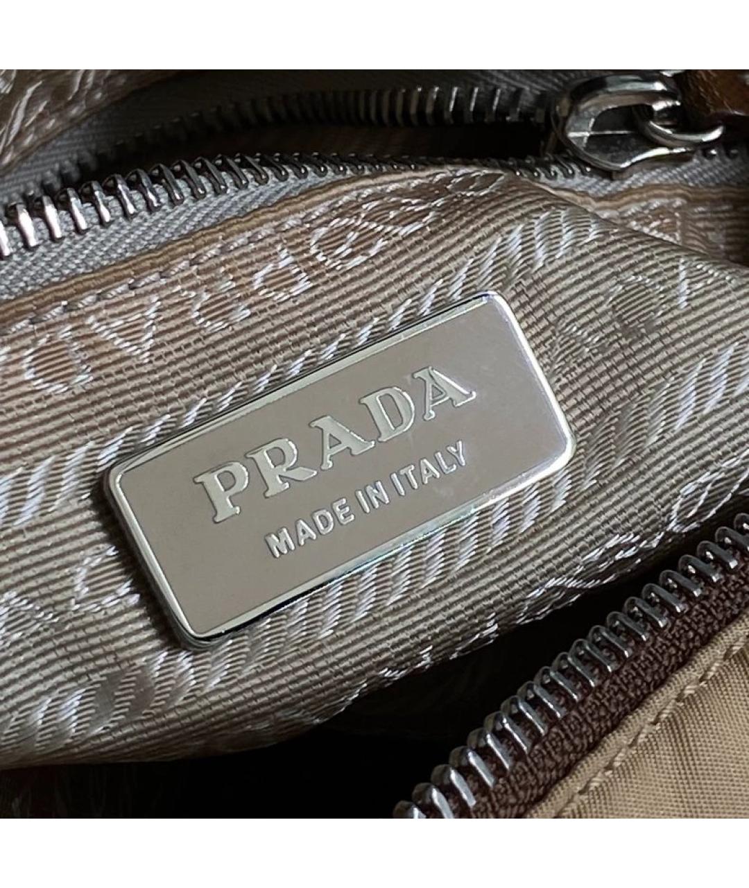 PRADA Бежевая тканевая сумка с короткими ручками, фото 7