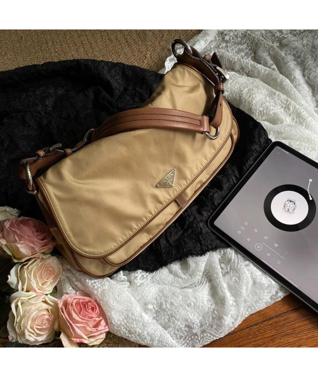 PRADA Бежевая тканевая сумка с короткими ручками, фото 2