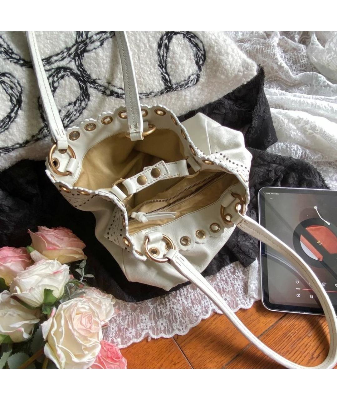 MIU MIU Белая кожаная сумка с короткими ручками, фото 3