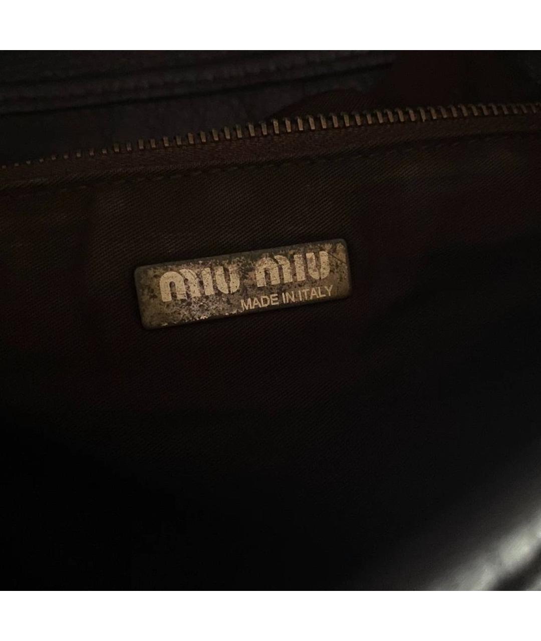 MIU MIU Коричневая кожаная сумка с короткими ручками, фото 6