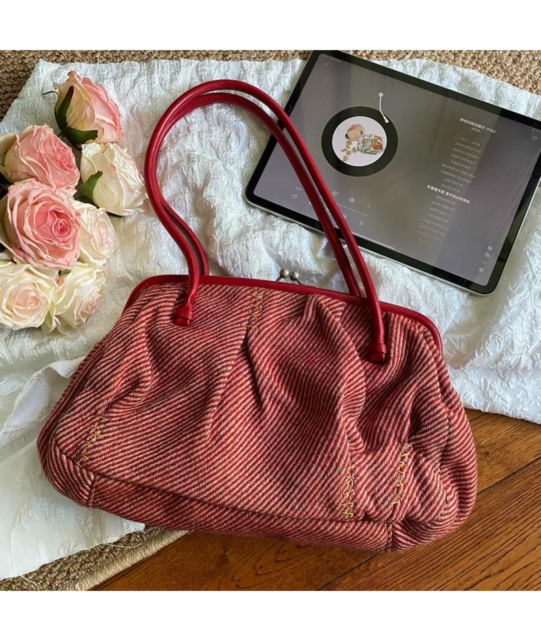 MIU MIU Желтая шерстяная сумка с короткими ручками, фото 7