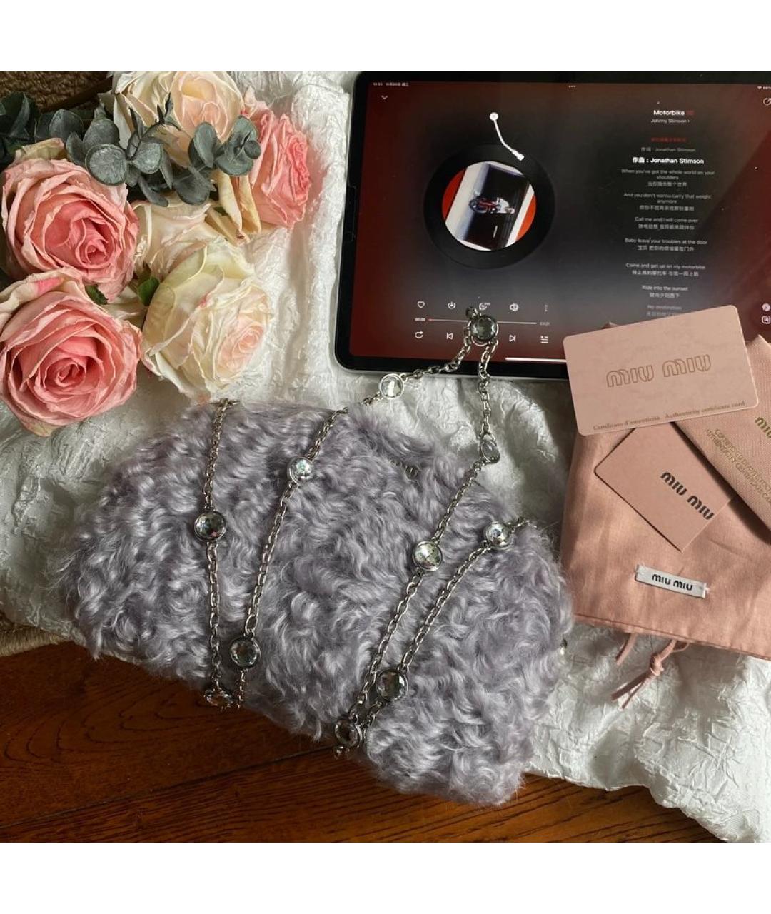 MIU MIU Меховая сумка с короткими ручками, фото 7