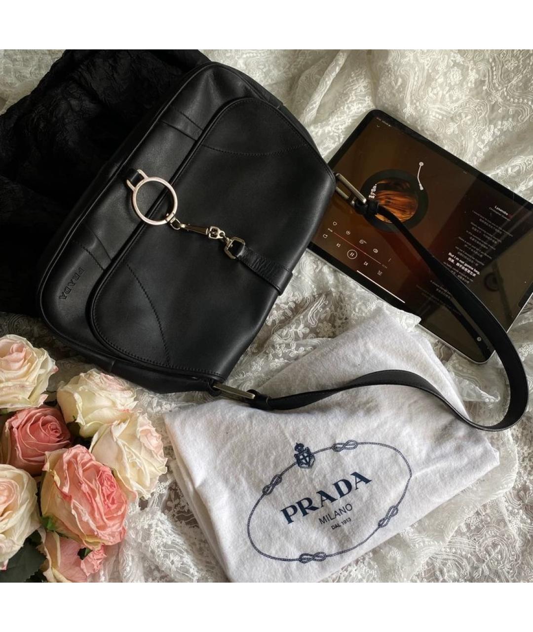 PRADA Черная кожаная сумка с короткими ручками, фото 8